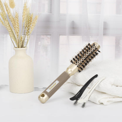 Rundbürste groß Wildschweinborsten Haarstyling Curling Glanz