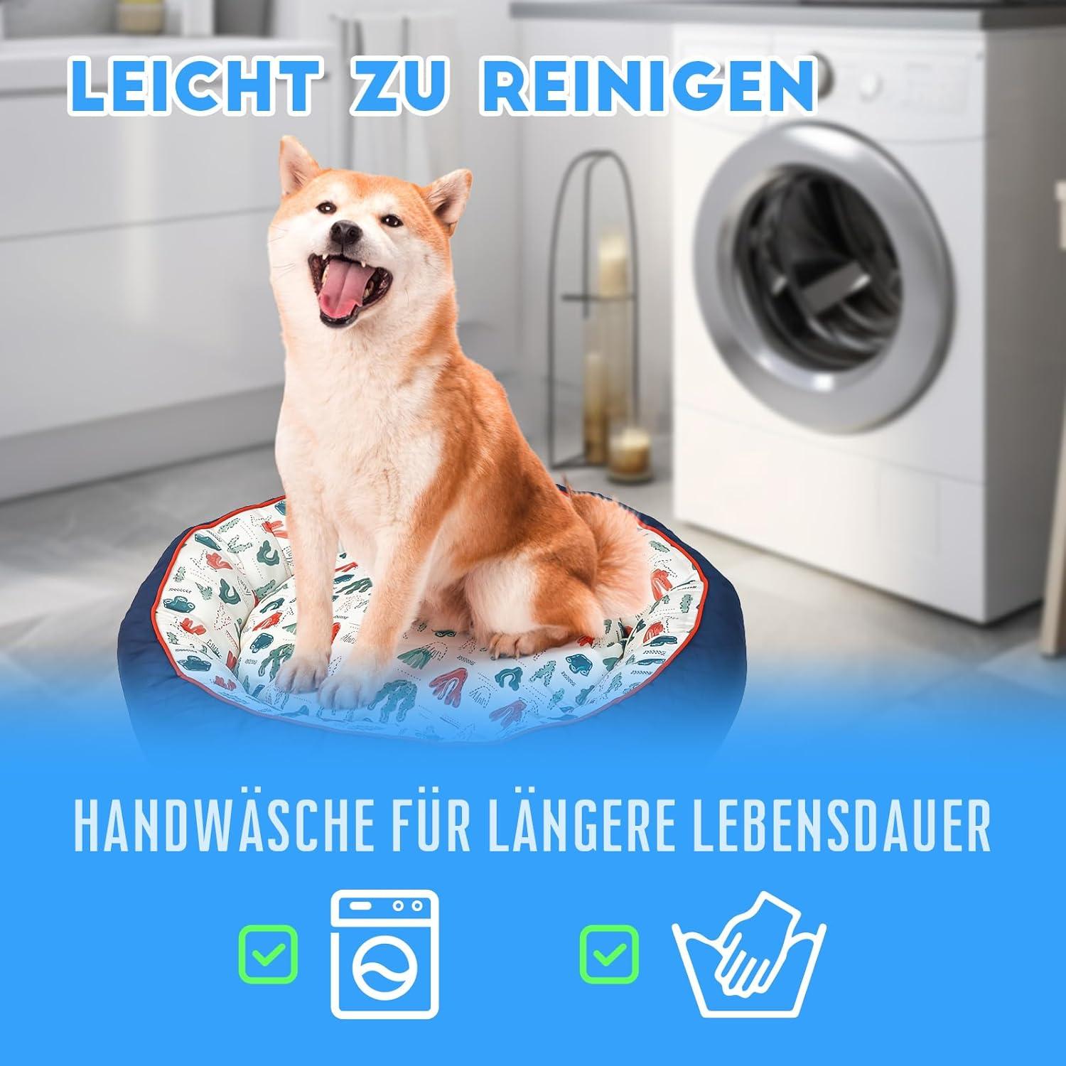 Hundebett rutschfeste Unterseite waschbarer Bezug in Blau