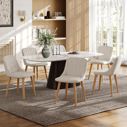 Esszimmerstuhl Set Beige Holzbeine – Polsterstuhl für Küche & Wohnzimmer