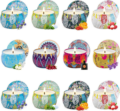 12er Set Duftkerzen Lavendel Aromatherapie Sojawachs Stressabbau