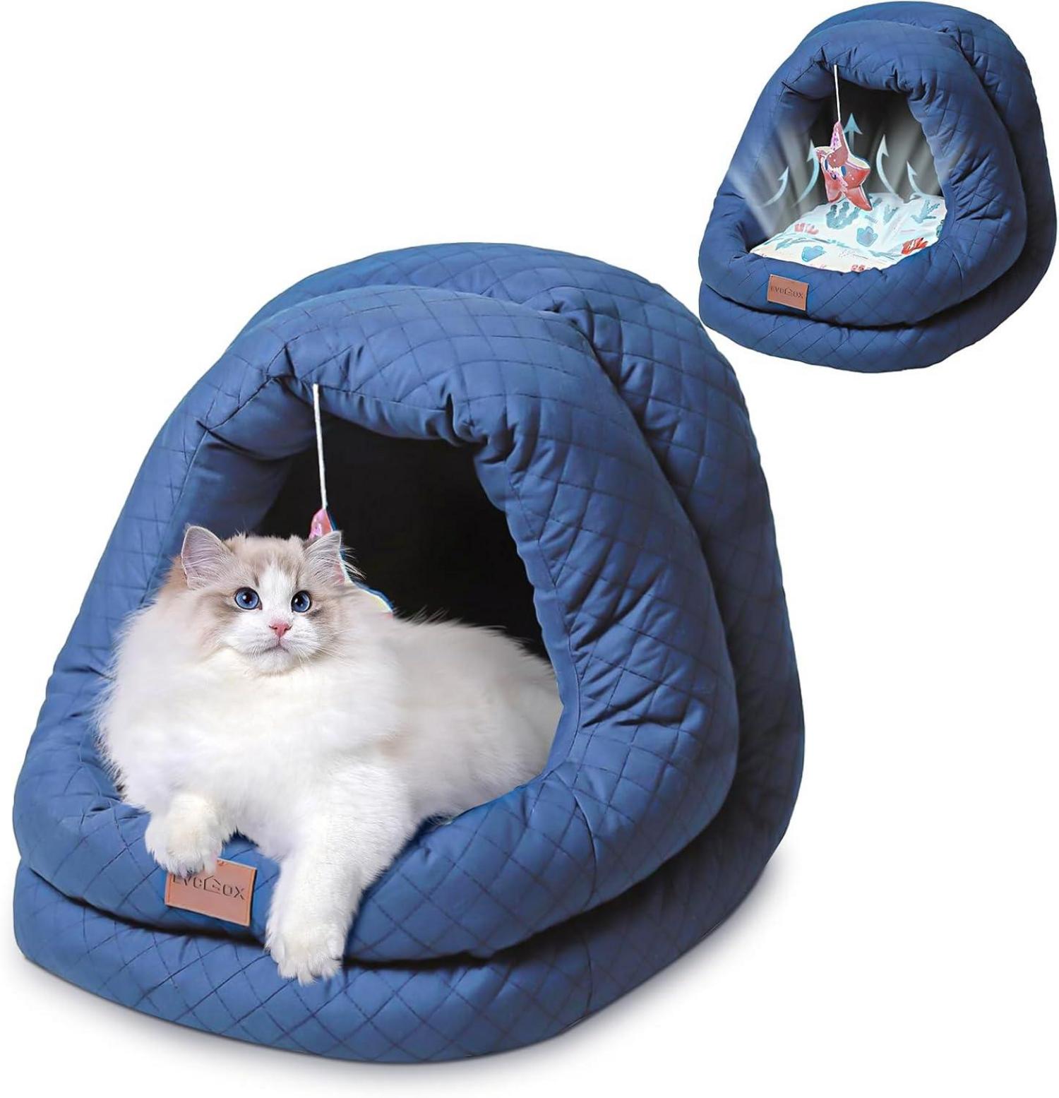 Katzenbett Hundehöhle Warmer Kühler Matte rutschfeste Hundezelt Blau