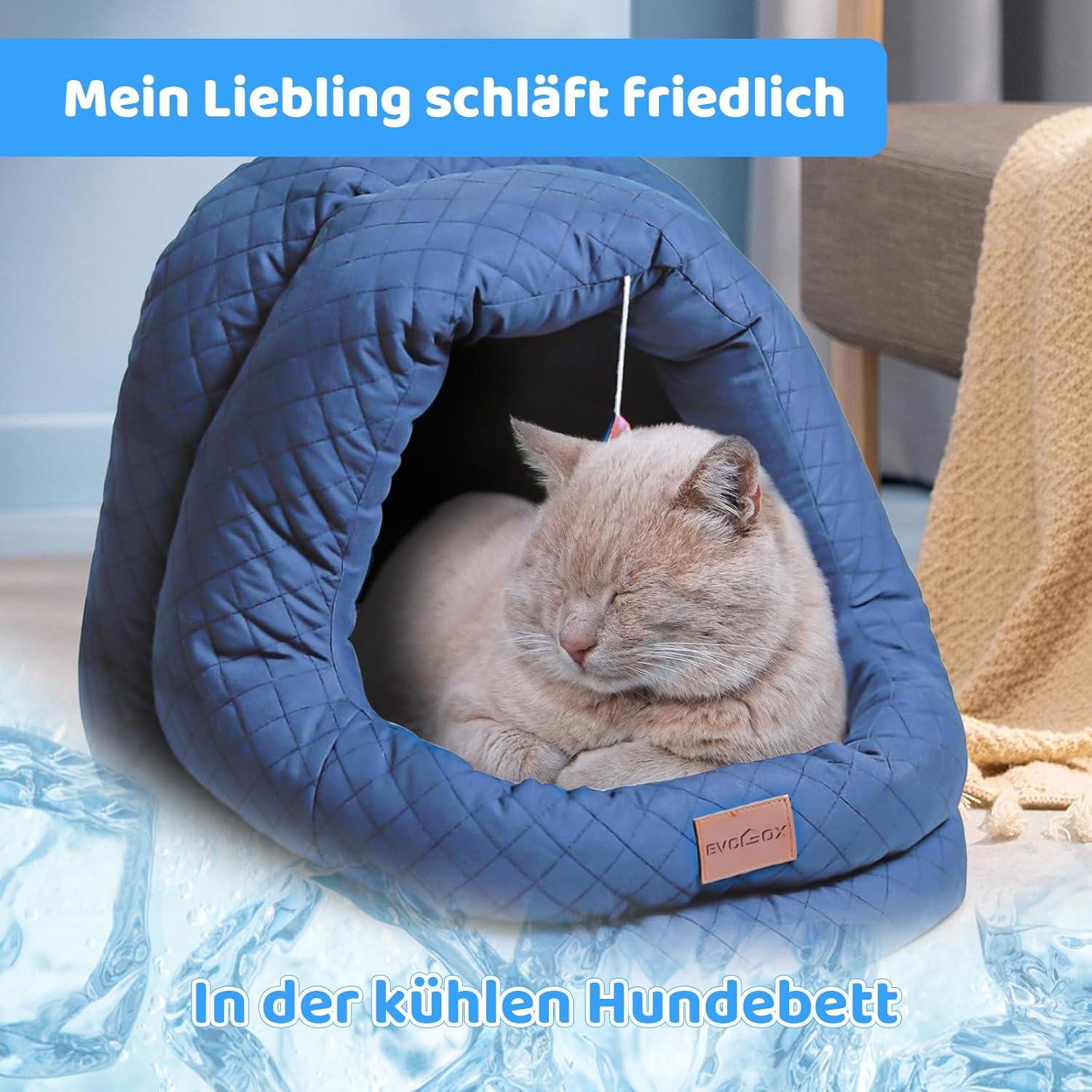 Katzenbett Hundehöhle Warmer Kühler Matte rutschfeste Hundezelt Blau
