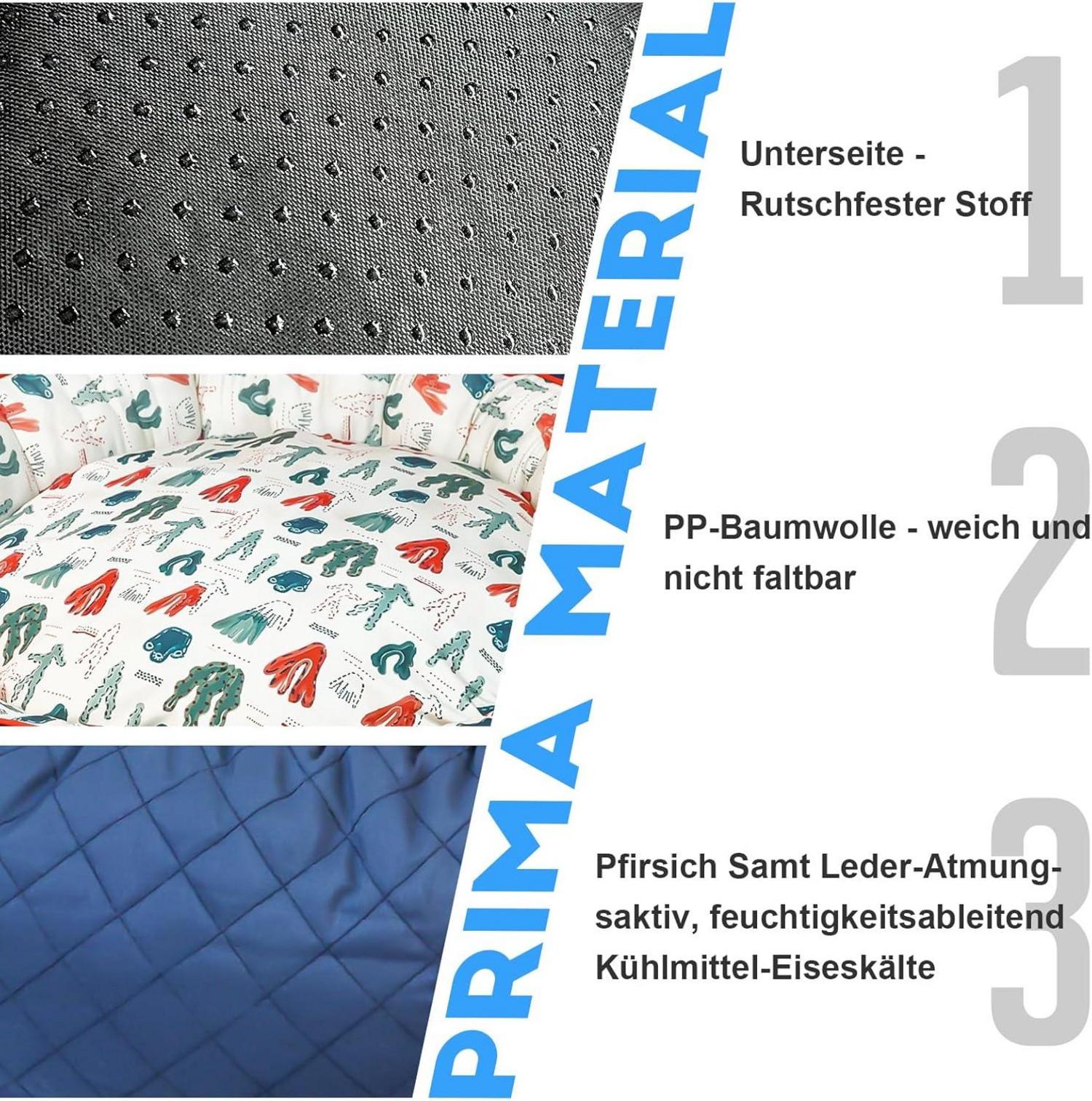 Hundehöhle mit Warmer/kühler Matte, waschbar, rutschfest, Blau