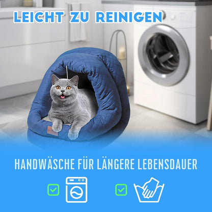 Hundebett Katzenbett Höhle Warmer kühler Matte 40x40x40cm waschbar Blau