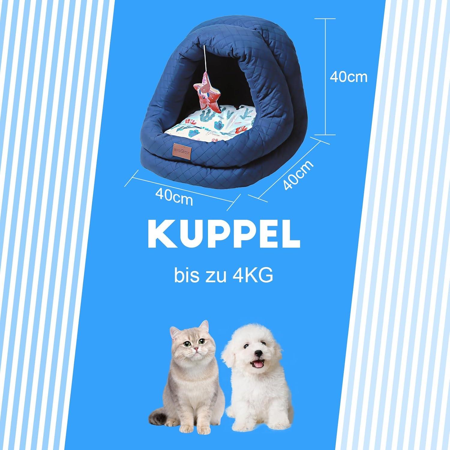 Katzenbett Hundehöhle mit Warmer und Kühler Matte 40x40x40cm