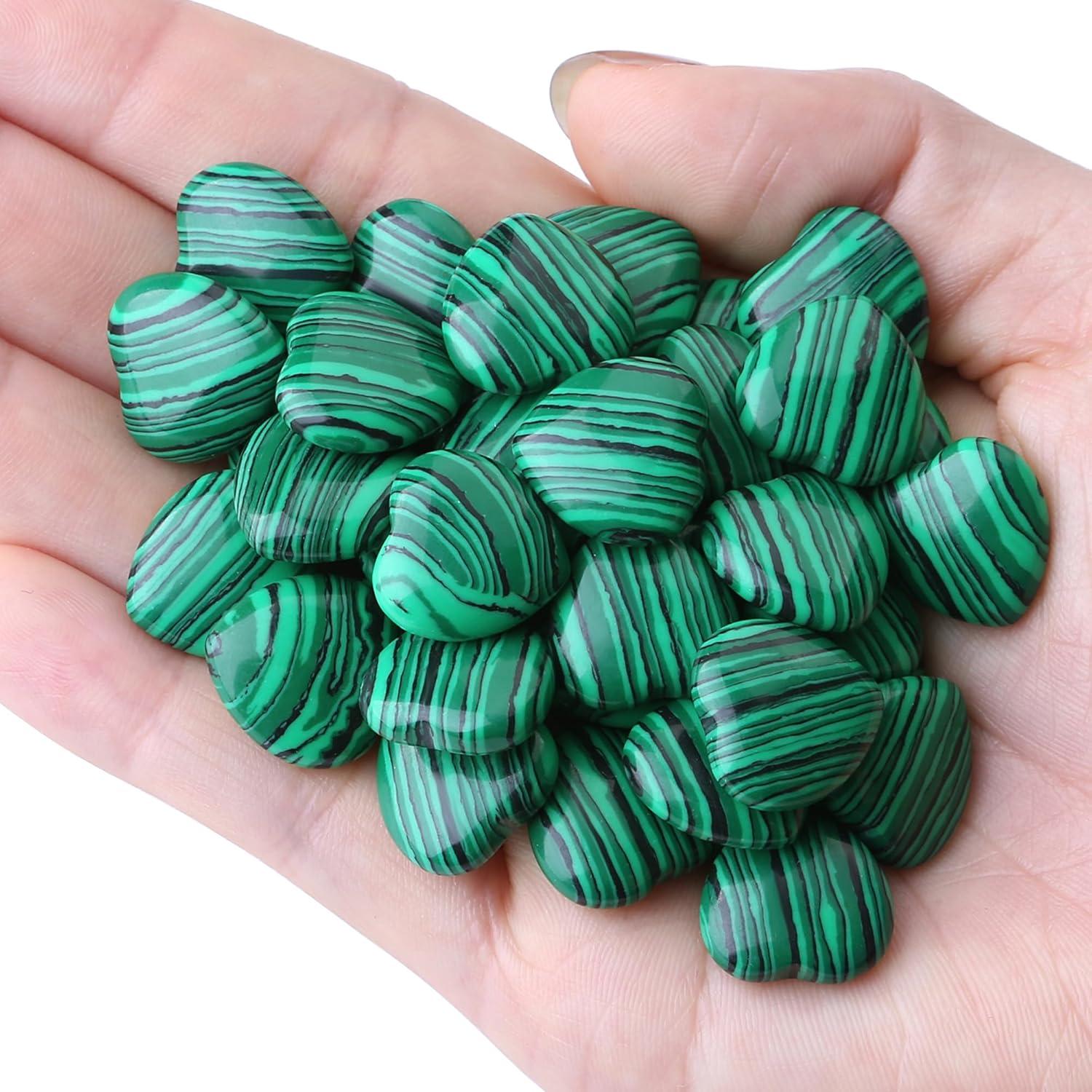 20er Set Malachit Herz Edelsteine Naturstein Reiki Kristalle Meditation 0,6 Zoll