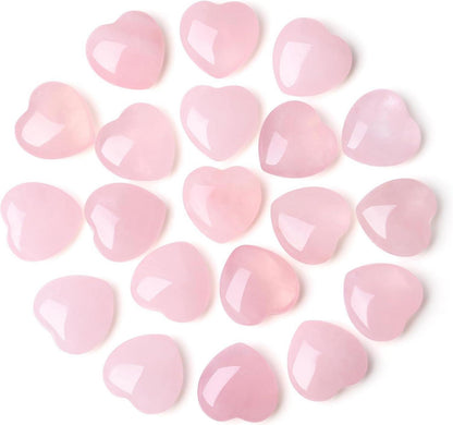 20er Rosenquarz Herz Kristalle Set Heilung Natürliche Stein Reiki