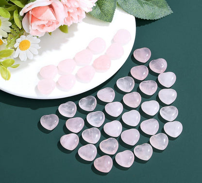 20er Rosenquarz Herz Kristalle Set Heilung Natürliche Stein Reiki