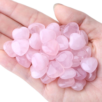 20er Set Rosenquarz Herz Edelsteine Heilung Kristalle 0,6 Zoll Natürliches Stein Reiki Meditation