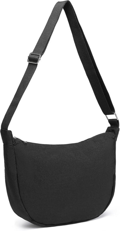 Damen Halbmond Crossbody Umhängetasche Nylon Wasserdicht Verstellbarer