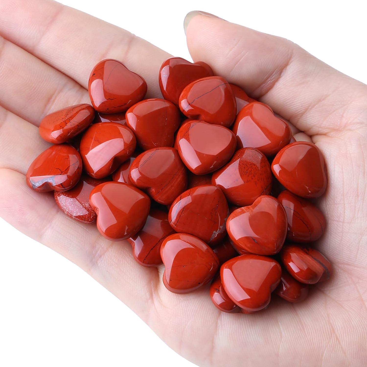 Roter Jaspis Herz Edelsteine Set Natürliche Kristalle Meditation