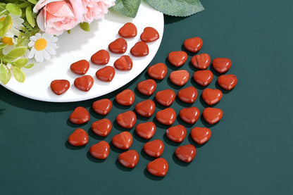 20 Stück Roter Jaspis Herz Kristall Set für Meditation & Heilung
