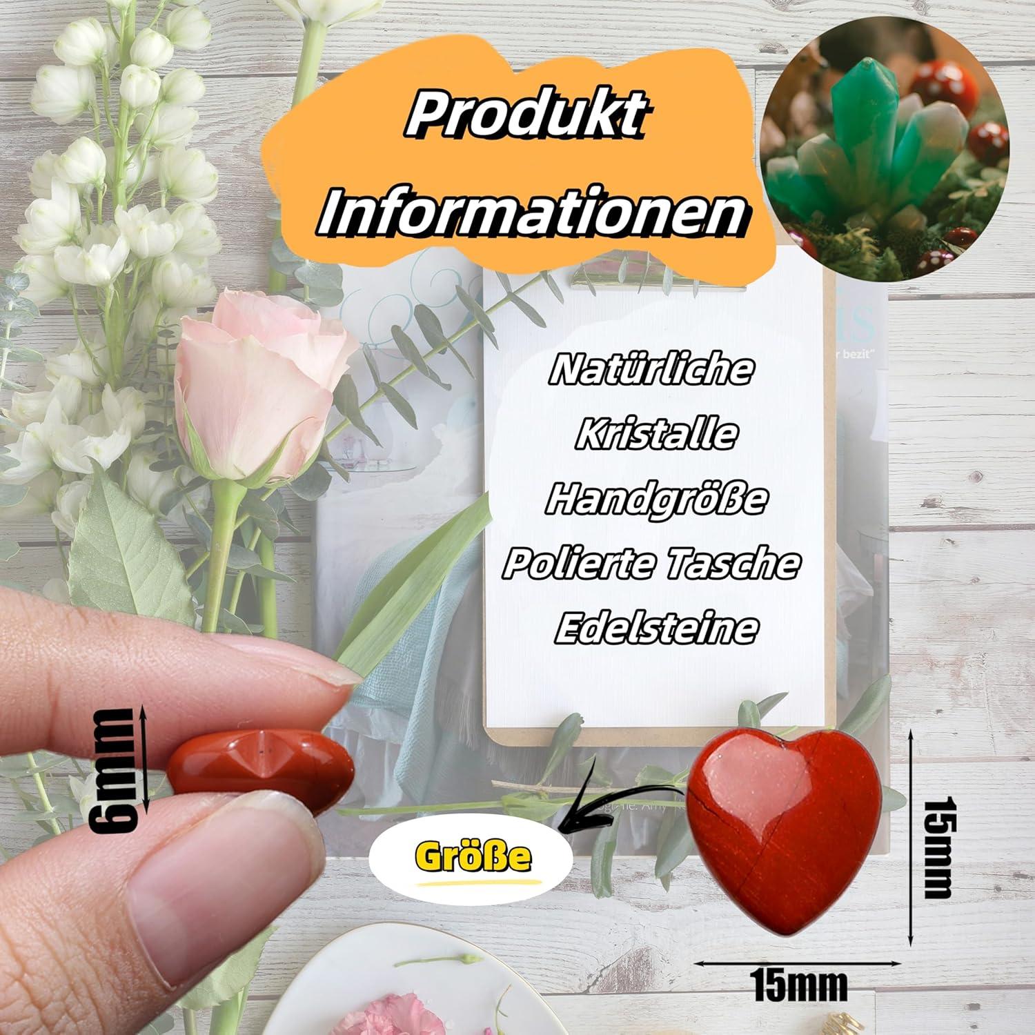 20er Set Roter Jaspis Herz Edelsteine Heilung Kristall Natürliche Steine