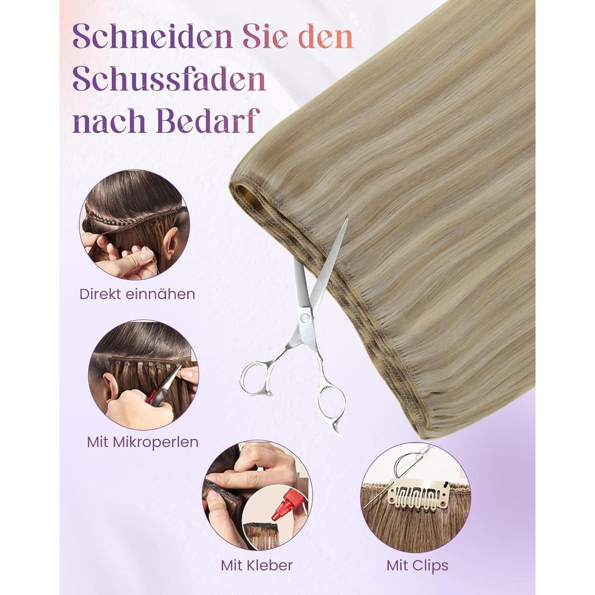 Echthaar Tressen Blayage Braun 55cm – Doppelt Tressen 100g