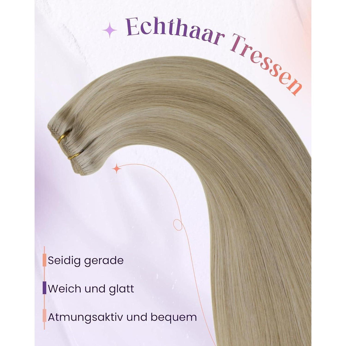 Echthaar Tressen Blayage Braun 55cm – Doppelt Tressen 100g