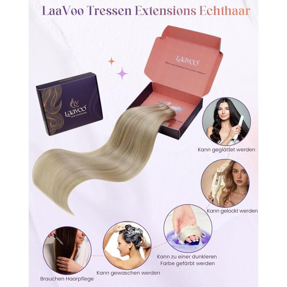 Echthaar Tressen Blond Highlights Remy 80g 35cm #P16/22