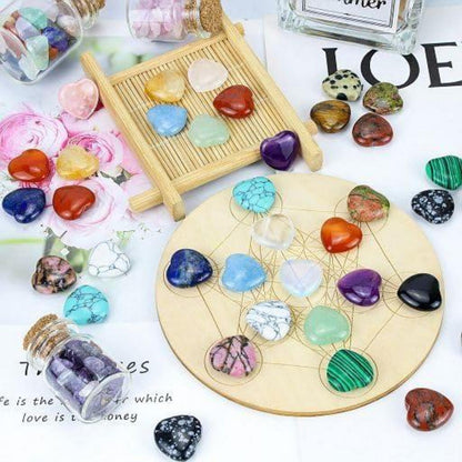 Herz Edelsteine Set Rosenquarz Amethyst Kristalle 20 Stück Meditation