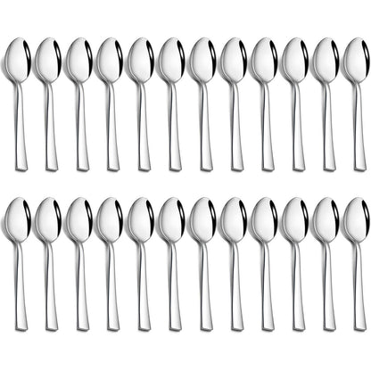 24er Set Teelöffel Edelstahl 13,5cm Quadratischer Griff