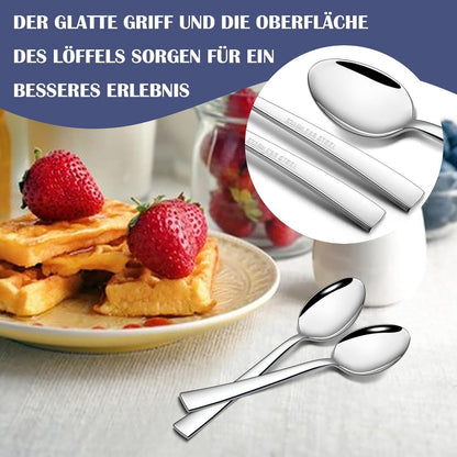 24er Set Teelöffel Edelstahl 13,5cm Quadratischer Griff