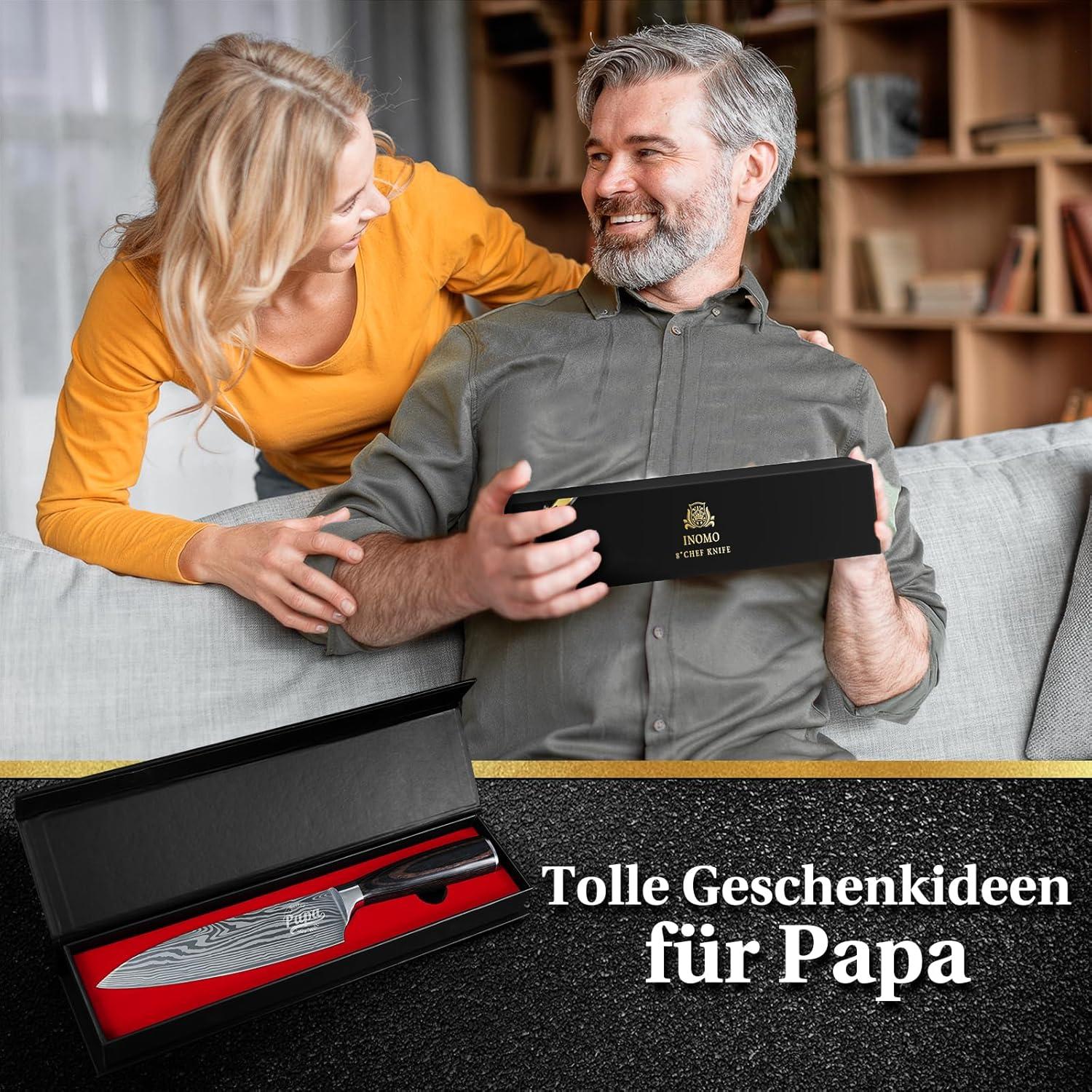 INOMO Küchenmesser Männer Geschenk für Papa - Bester Papa der Welt