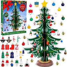 Weihnachts-Adventskalender 2024 mit Holzbaum & 29 Ornamenten