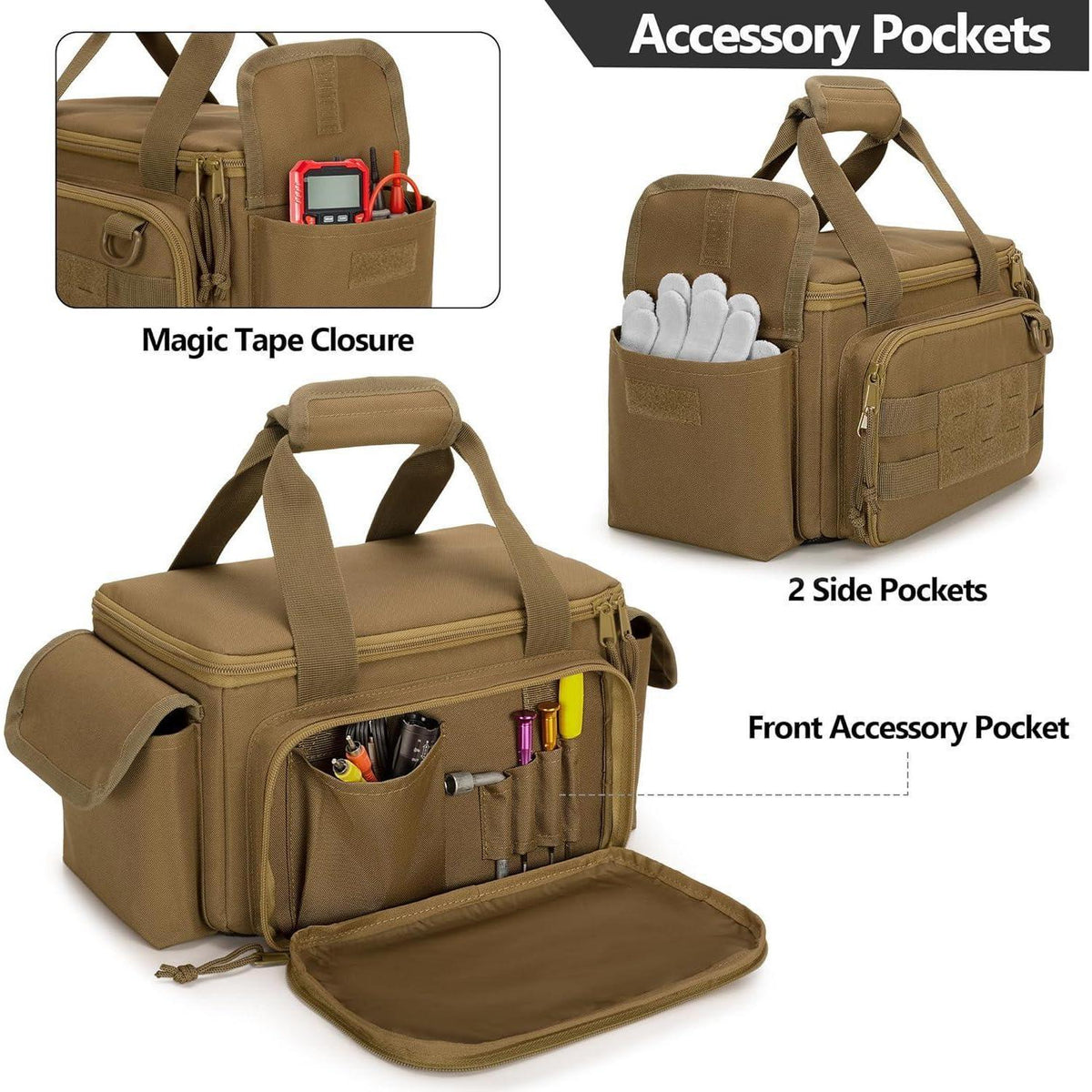 Kleine Werkzeugtasche Khaki mit gepolstertem Boden
