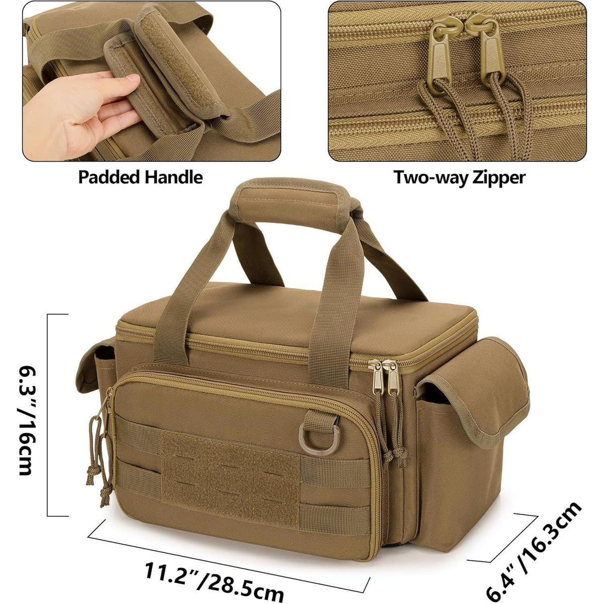 Kleine Werkzeugtasche Khaki mit gepolstertem Boden
