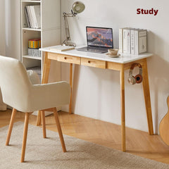 Kleiner Computertisch aus Holz mit Schublade und Hängestange