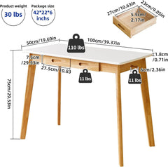 Kleiner Arbeits- und Esstisch aus Holz mit Schublade & Hängestange