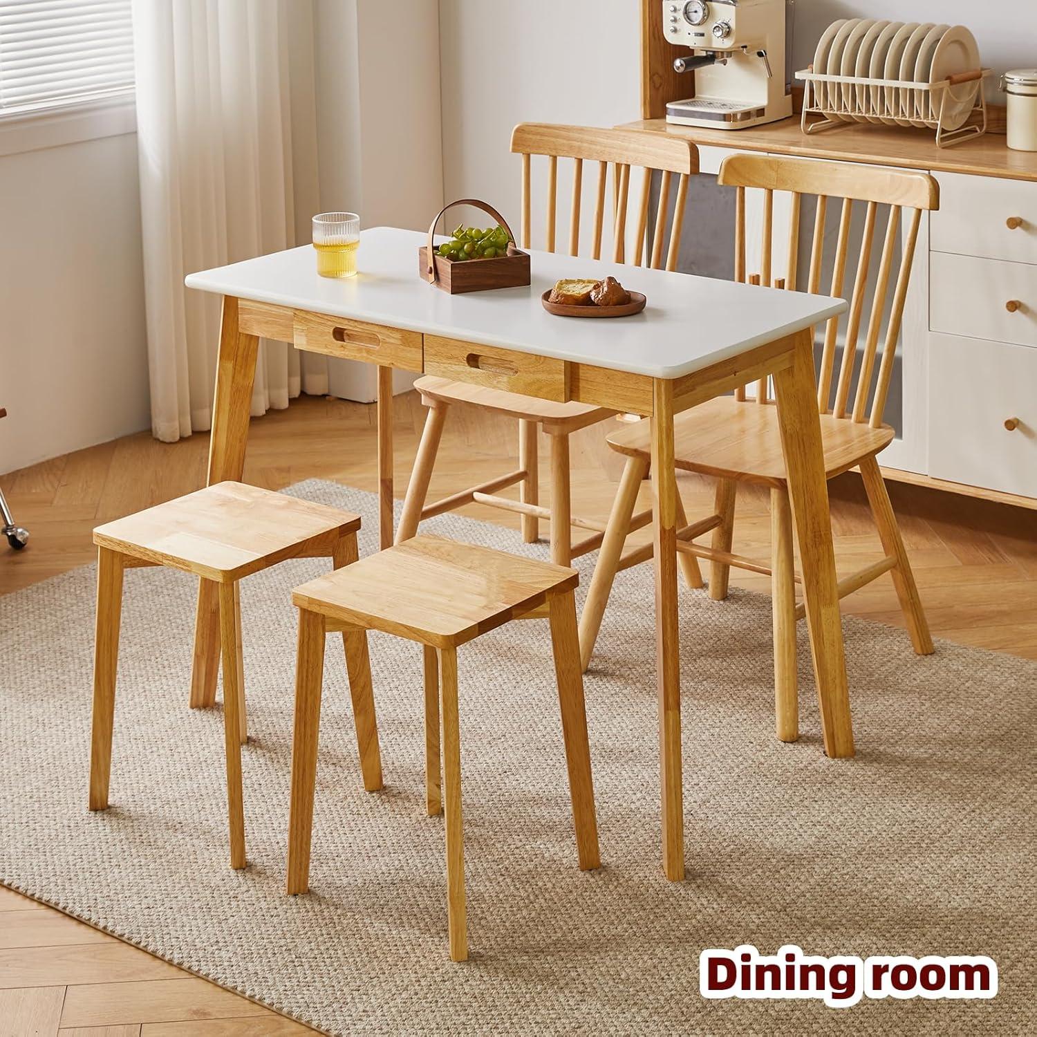 Kleiner Computertisch Holz Schreibtisch Schublade Hängestange Weiß Naturholz