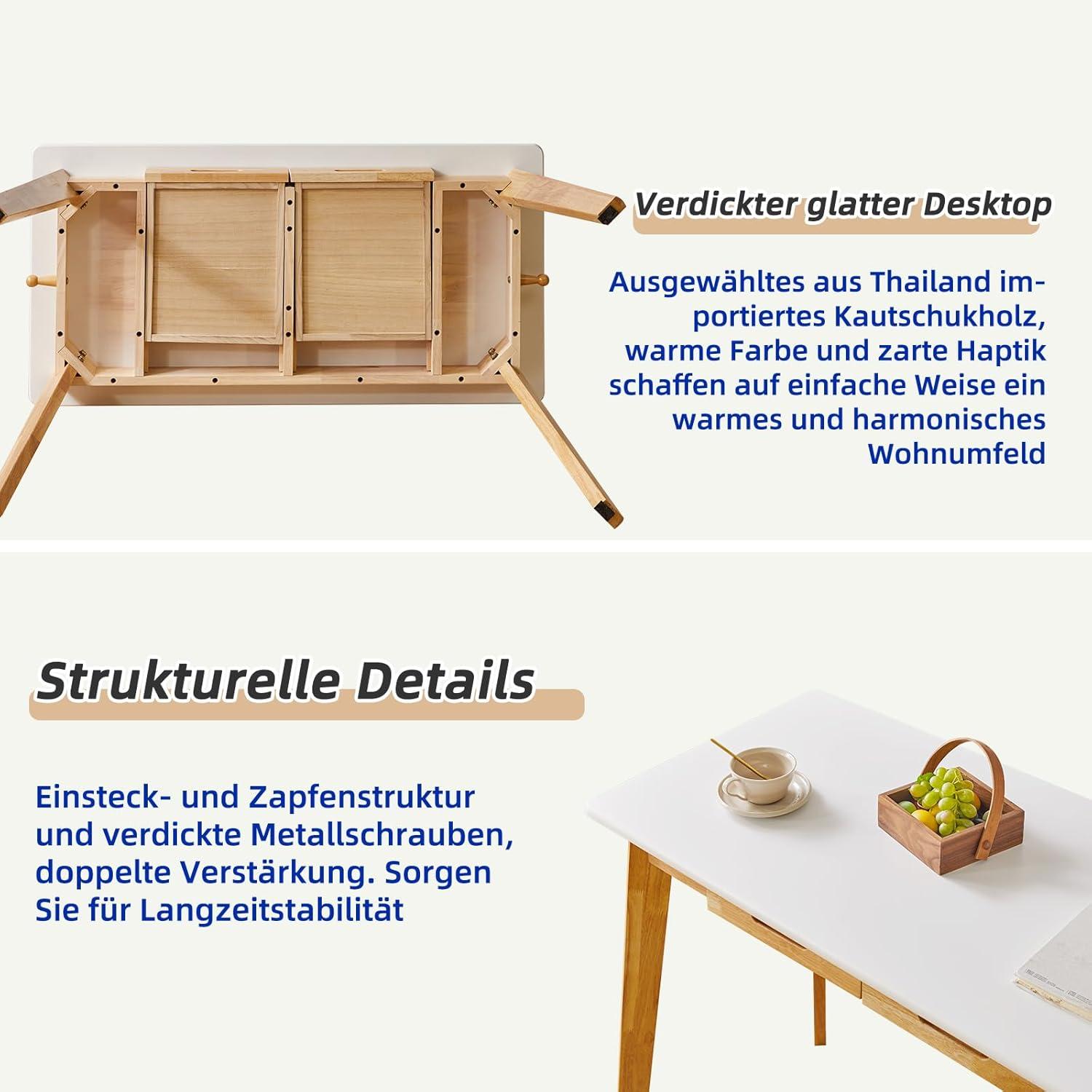 Kleiner Computertisch Holz Schreibtisch Schublade Hängestange Weiß Naturholz