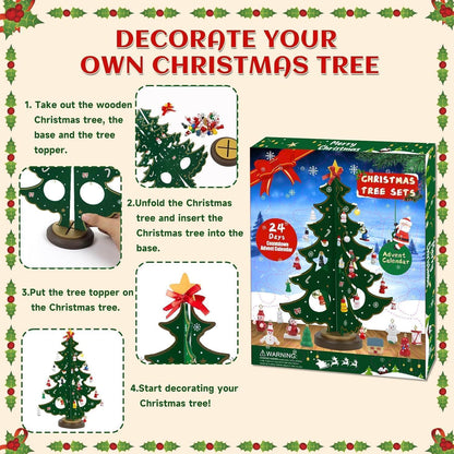 2024 Adventskalender Hölzerner Weihnachtsbaum mit 29