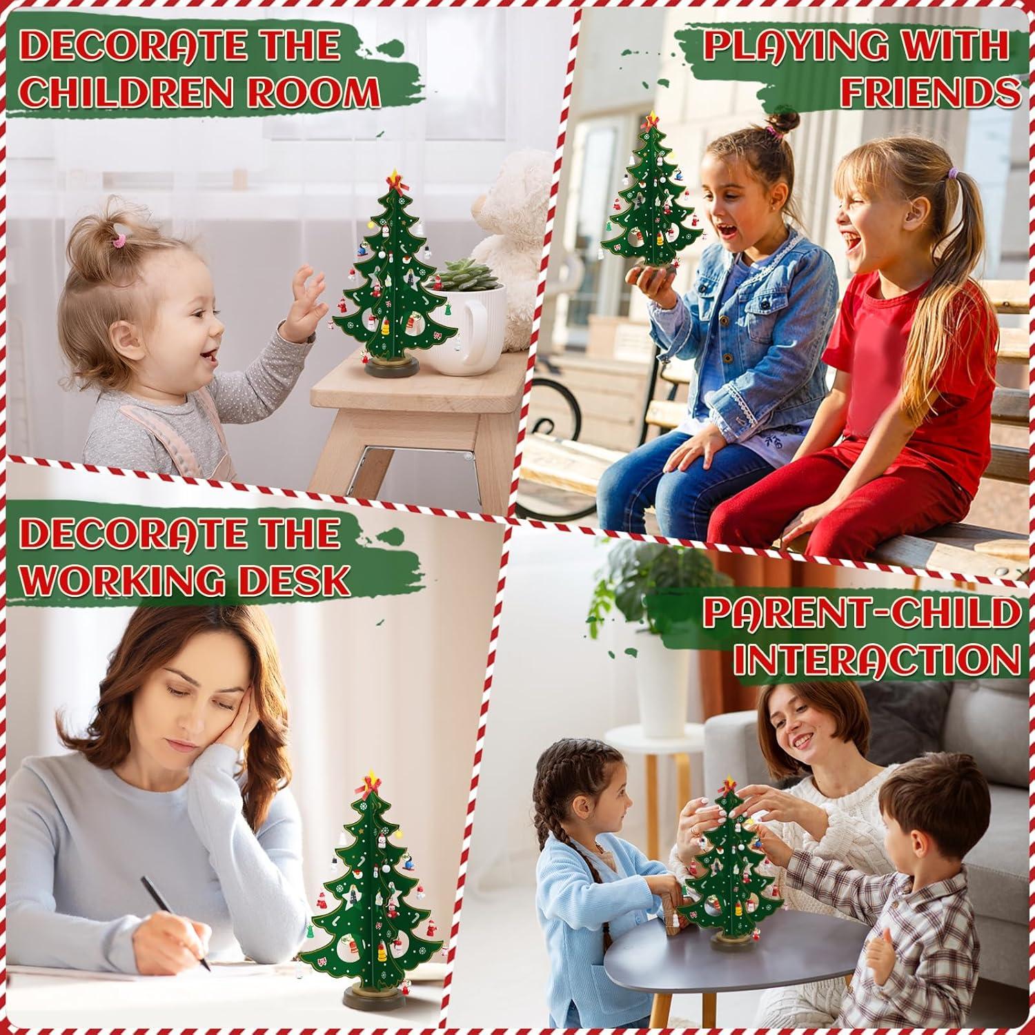2024 Adventskalender Hölzernen Weihnachtsbaum 35 Ornamenten 24 Tage Countdown Weihnachten Weihnachtsgeschenke Kinder & Erwachsene