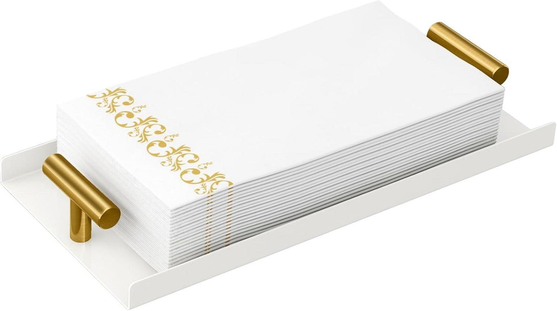 Serviettenhalter Metall Weiß Gold Tisch Deko Küche Bad