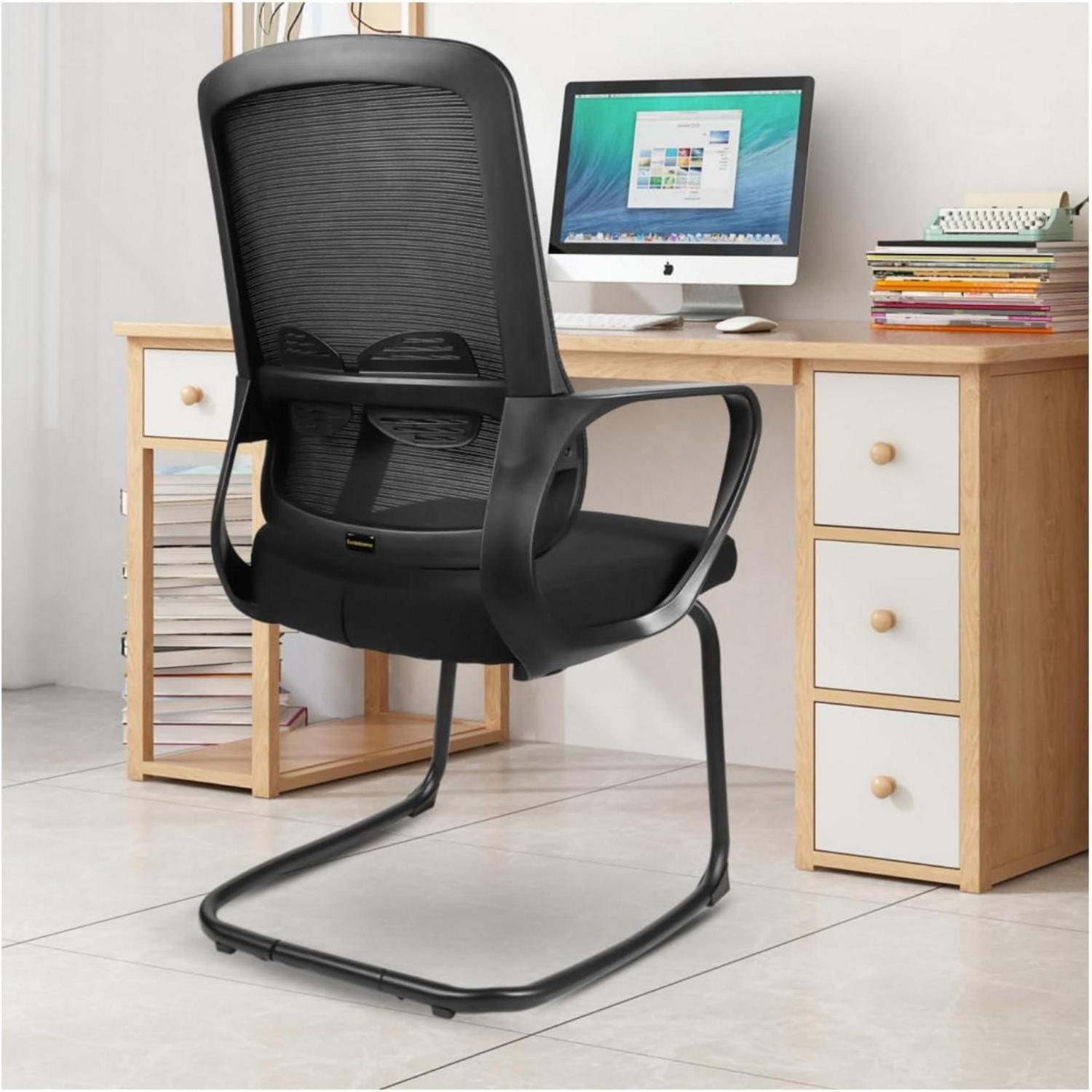 Moderne Freischwinger Stühle Set Schwarz 1 Stück