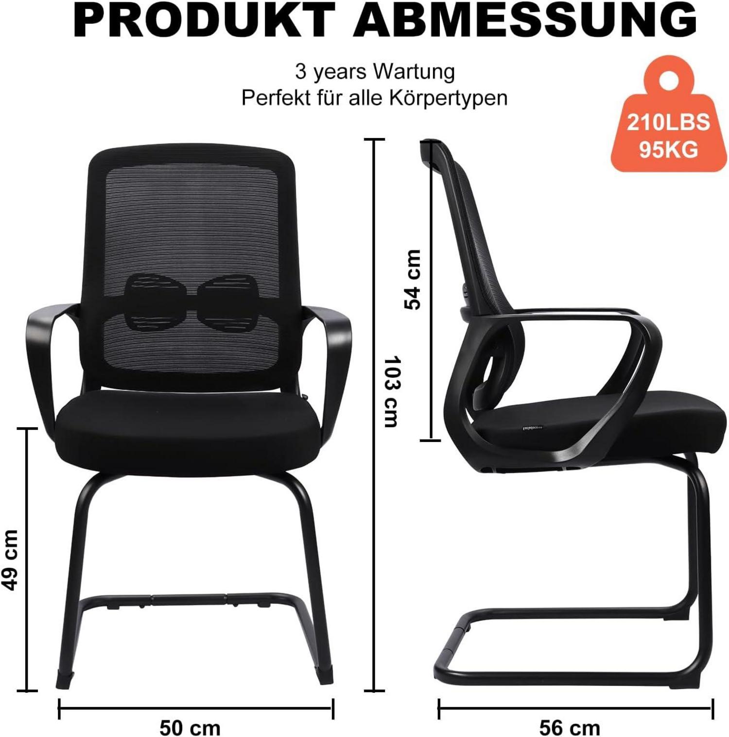 Freischwinger Stuhl Büro Besucher Ergonomisch Schwarz