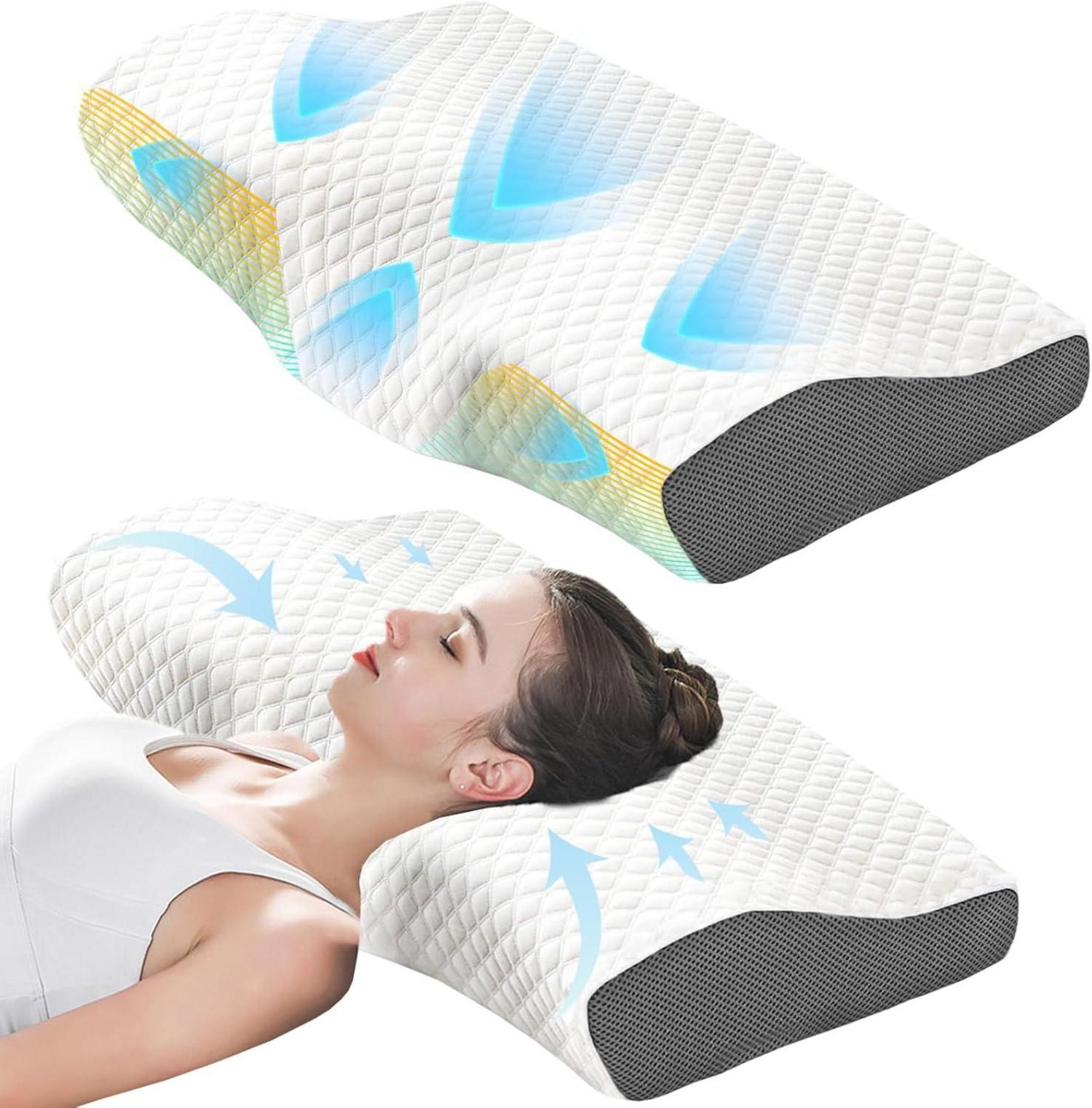 Memory Foam Orthopädisches Kopfkissen Nackenschmerzen 60x34cm