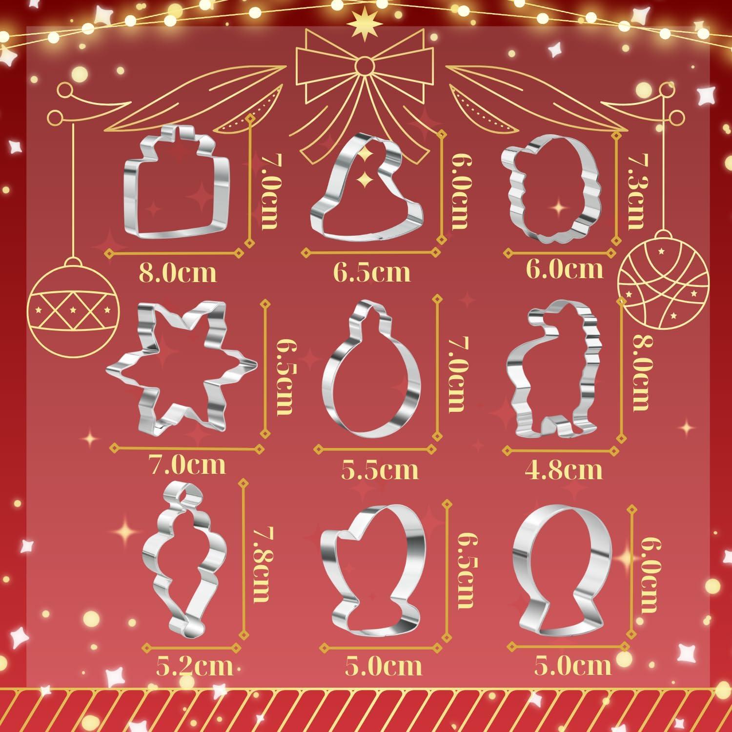 9-teiliges Weihnachts-Ausstechformen-Set Edelstahl