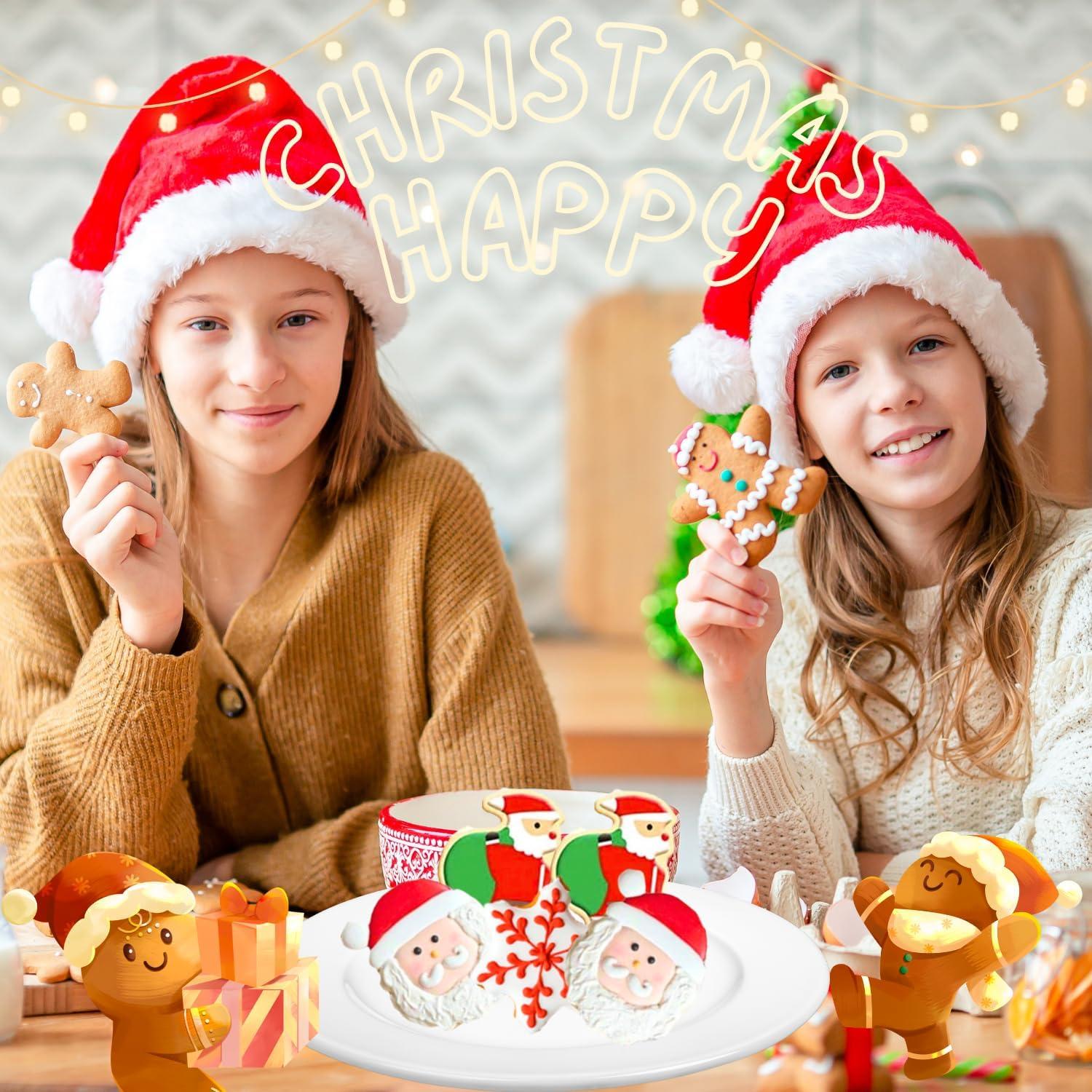 Orapink Weihnachts-Ausstechformen-Set Edelstahl Weihnachtsmann Weihnachtsmütze Schneeflocken
