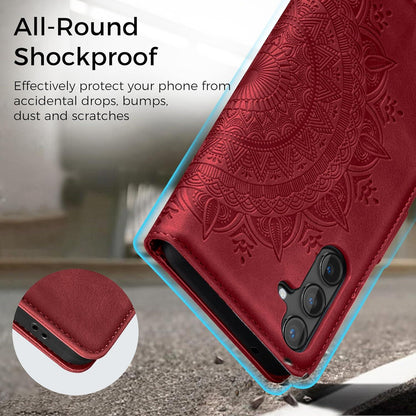 Samsung Galaxy S24 5G Lederhülle Flip Wallet PU Case Rot