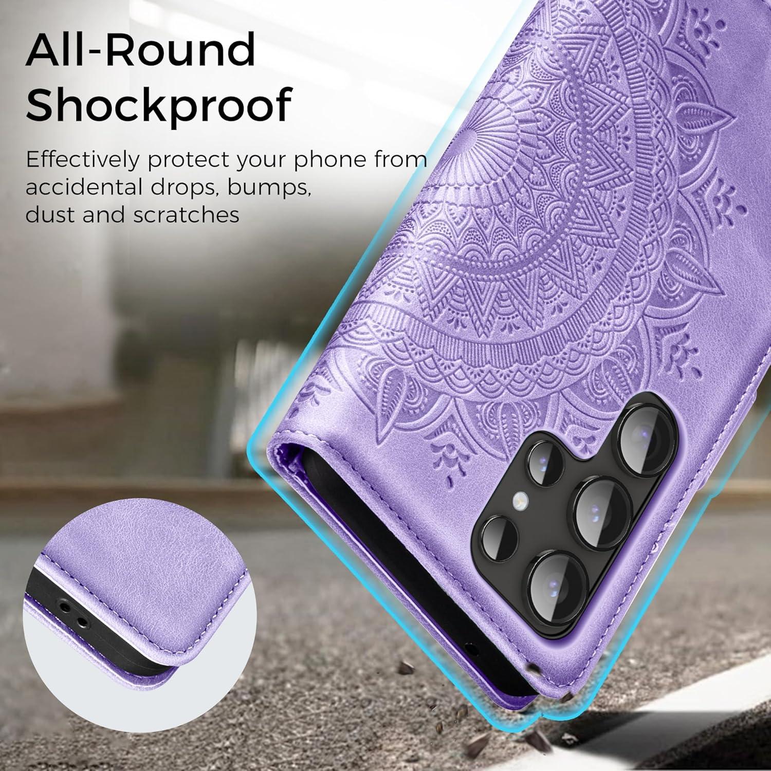Samsung Galaxy S24 Ultra Handyhülle Flip Wallet PU Leder Hellviolett