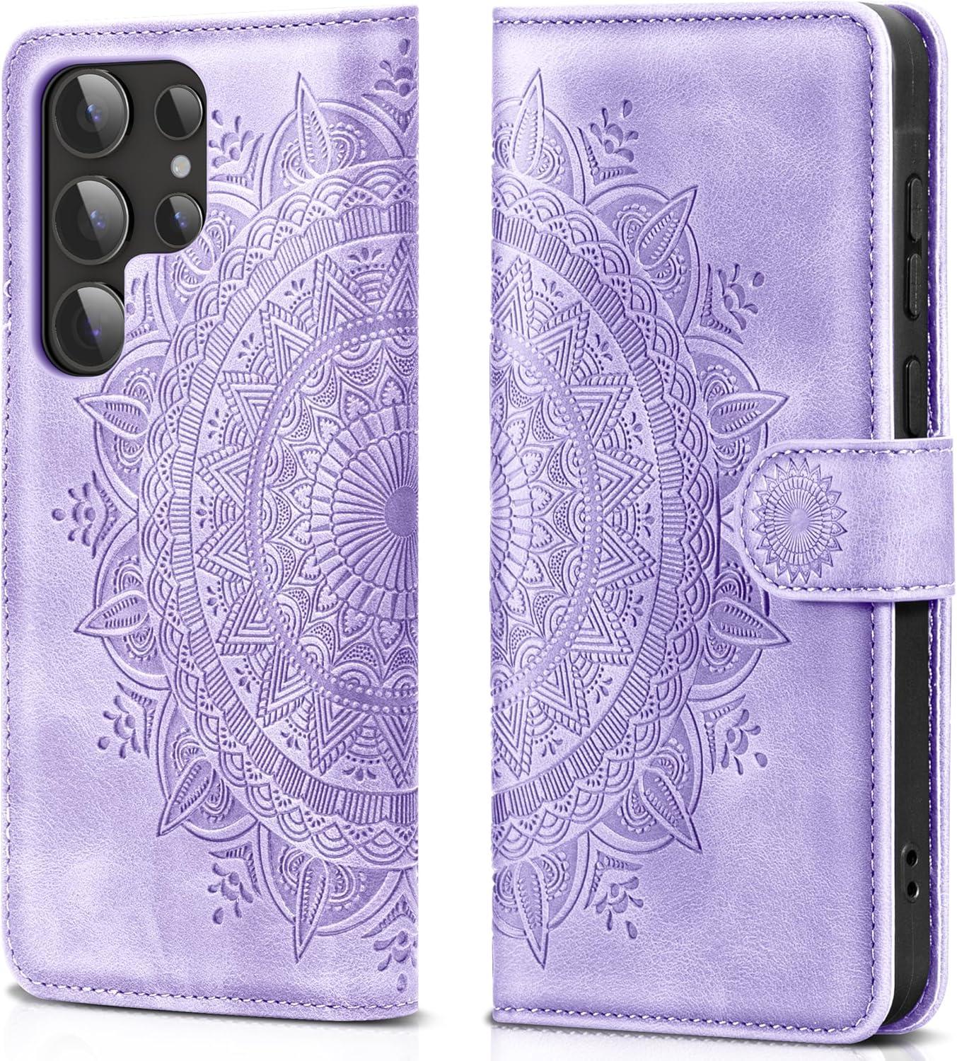 Samsung Galaxy S24 Ultra Handyhülle Flip Wallet PU Leder Tasche Hellviolett