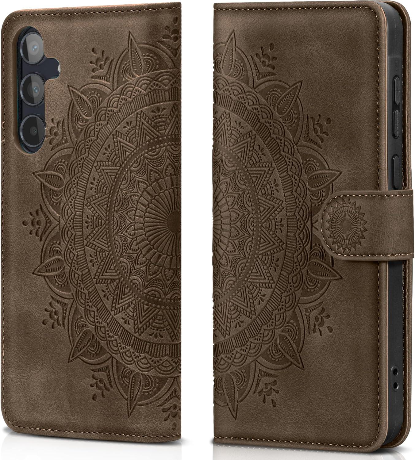Lederhülle für Samsung Galaxy A55 5G Hülle Wallet Magnet Braun