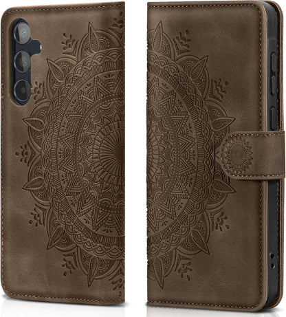 Lederhülle für Samsung Galaxy A55 5G Hülle Wallet Magnet Braun