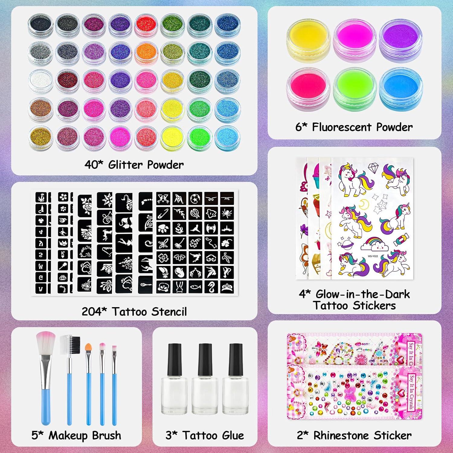 Glitzertattoo Set Kinder mit 40