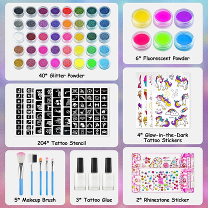 Glitzertattoo Set Kinder mit 40