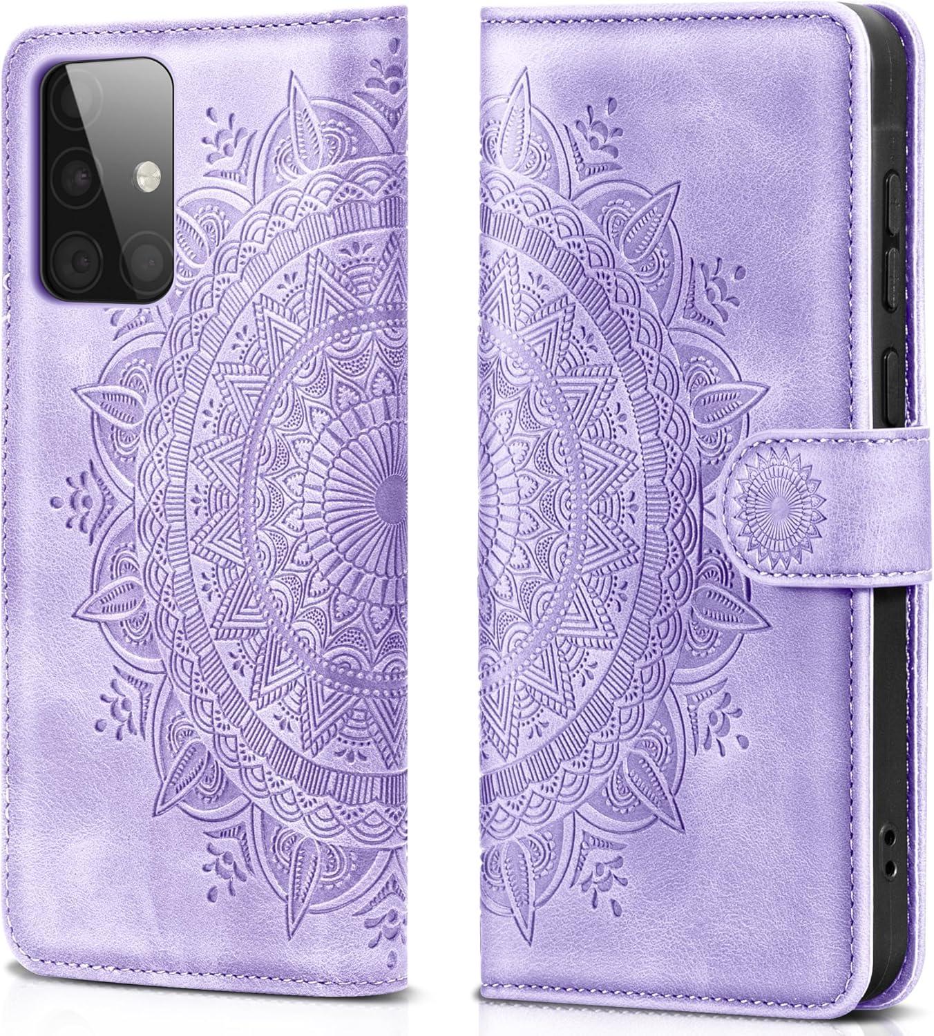 EASDNB Samsung Galaxy A51 Lederhülle Wallet Case Hellviolett