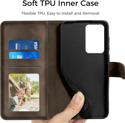 Samsung Galaxy A51 Leder Flip Wallet Hülle Braun Magnet Standfunktion