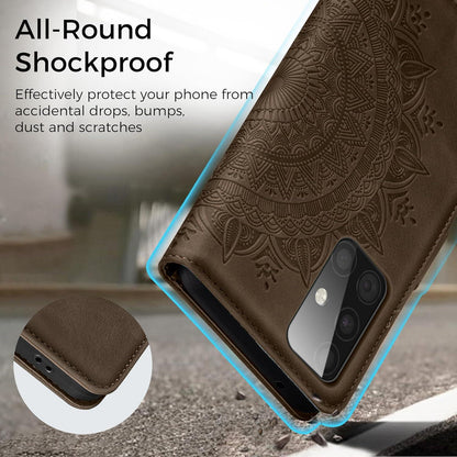 Lederhülle Samsung Galaxy A51 Flip Wallet PU Leder Case Braun