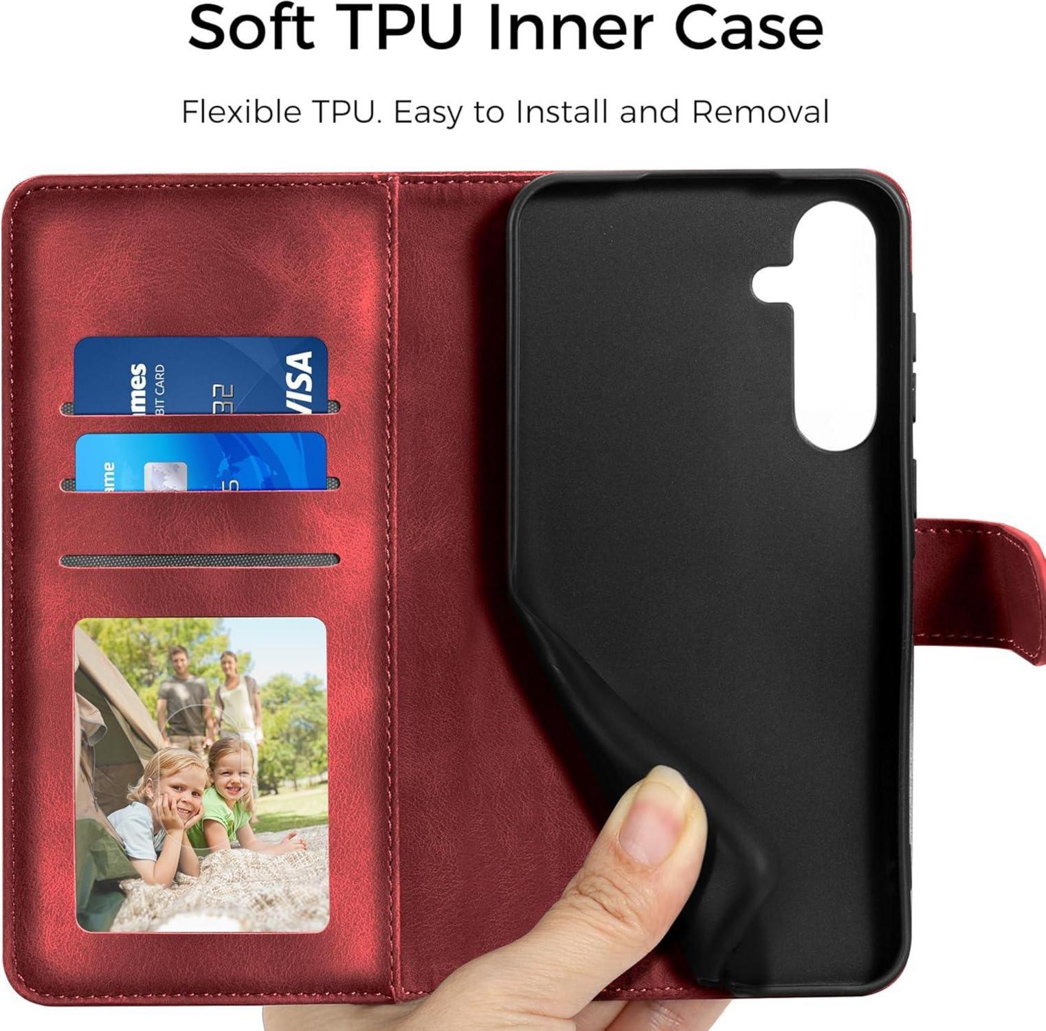 Samsung Galaxy A15 5G/4G Leder Flip Wallet Hülle Rot